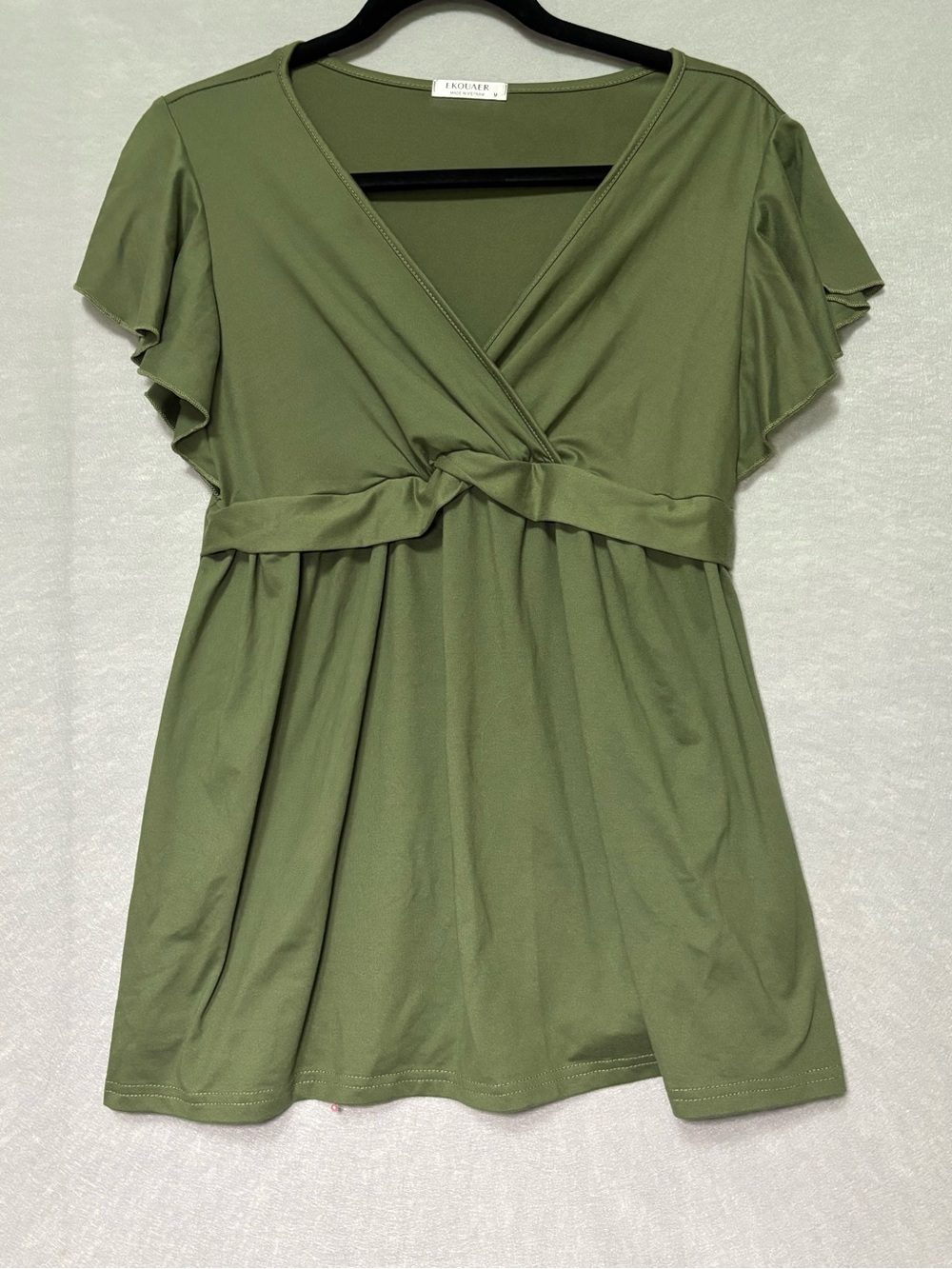 Olive Green Surplice Blouse Sz M
